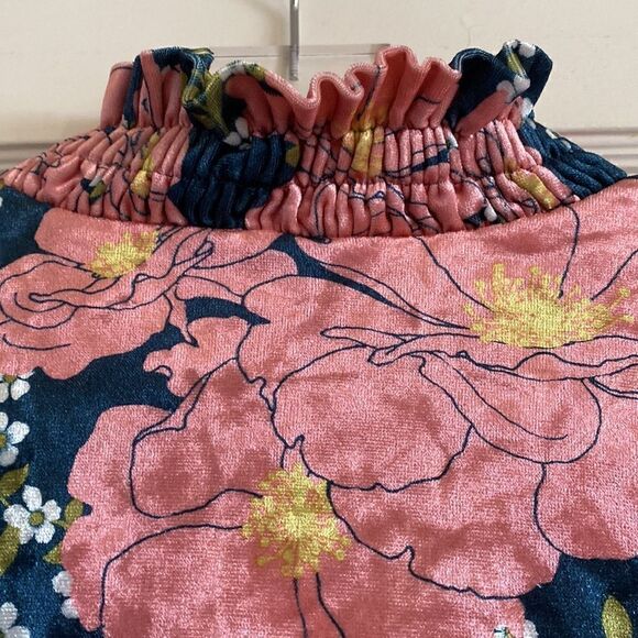 Zara Floral Velvet Kaftan Midi Dress Size Small - Picture 11 of 15